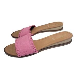 Joie Women's Sz 9.5 Eidel Slip-on Ruffle Sandal Pink/Brown